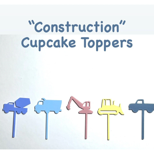 Cupcake Toppers Construction Vehicles