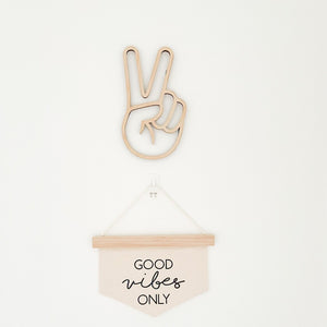 Wooden Hand Peace Sign Wall Decor