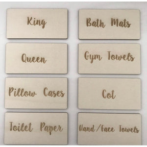 Linen and Pantry wooden tags