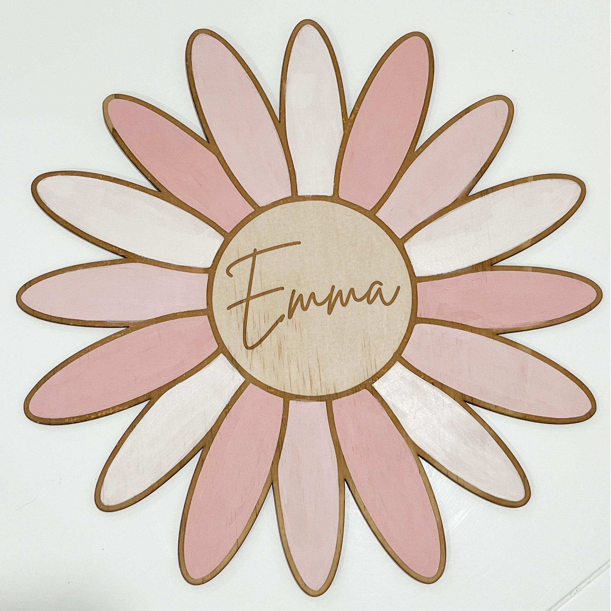 Wooden Personalised Daisy Wall Art Ballerina Pinks