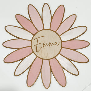 Wooden Personalised Daisy Wall Art Ballerina Pinks