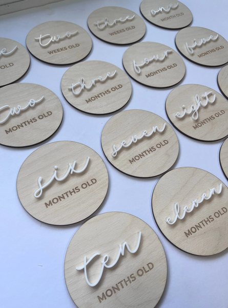 Wooden Baby Milestone Discs Set of 16