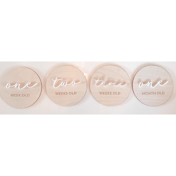 Wooden Baby Milestone Discs Set of 16