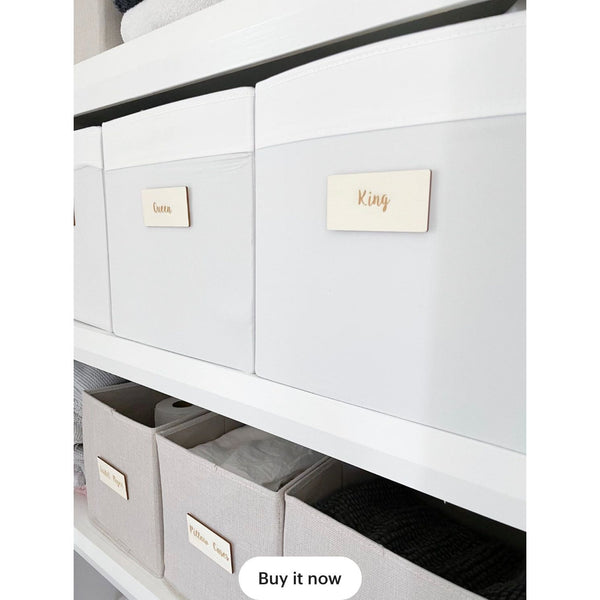 Linen cupboard Pantry Wooden Storage Organisation tags