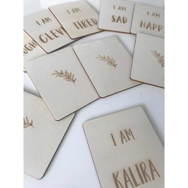 Kids Personalised Wooden I Am Affirmations Cards Set of 12