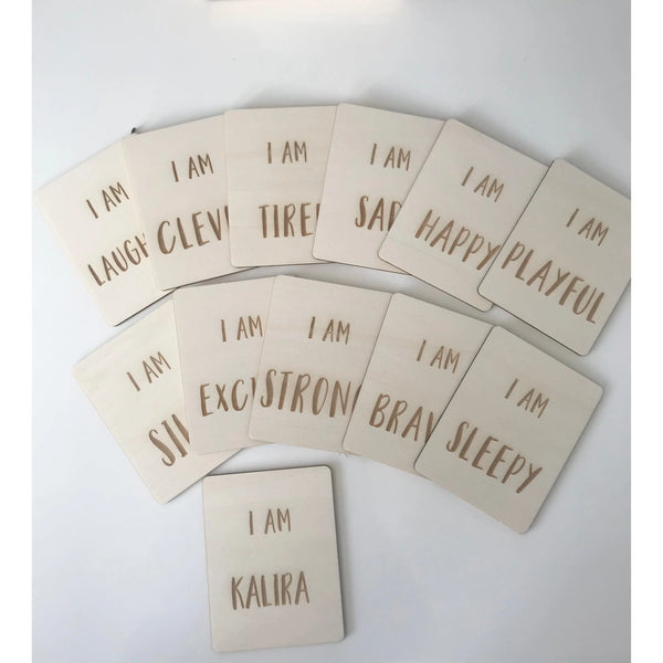 Kids Personalised Wooden I Am Affirmations Cards Set of 12