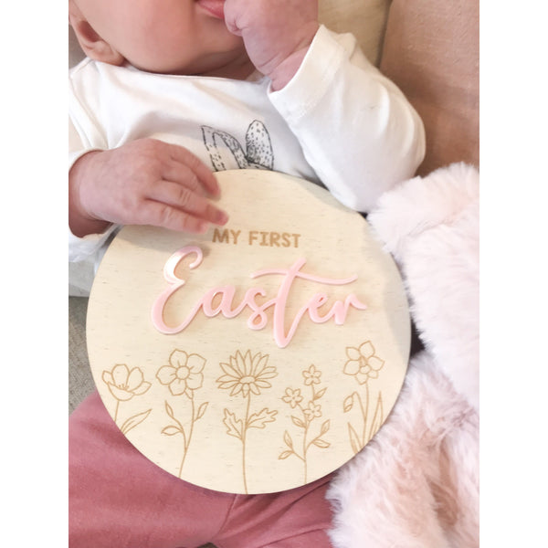 My First Easter Announcement Wooden Disc