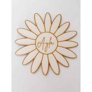 Wooden Personalised Daisy Wall Art Natural Wood